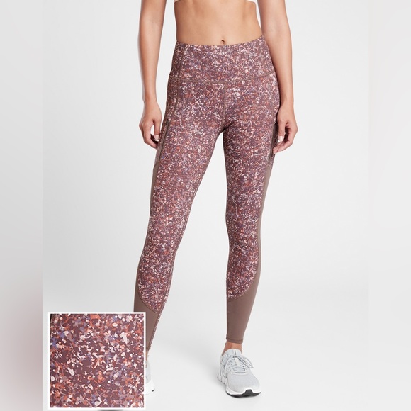 Athleta Rainier Printed Mauve Mesh Tight Leggings - Picture 2 of 13